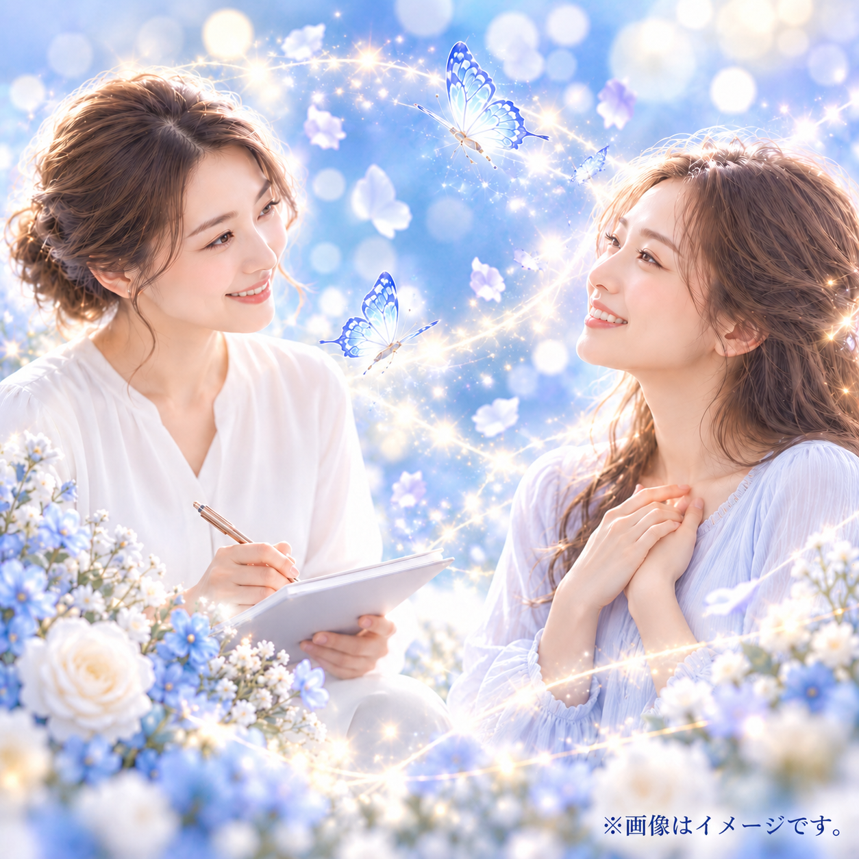 蝶と花に包まれる癒やしの相談風景.png